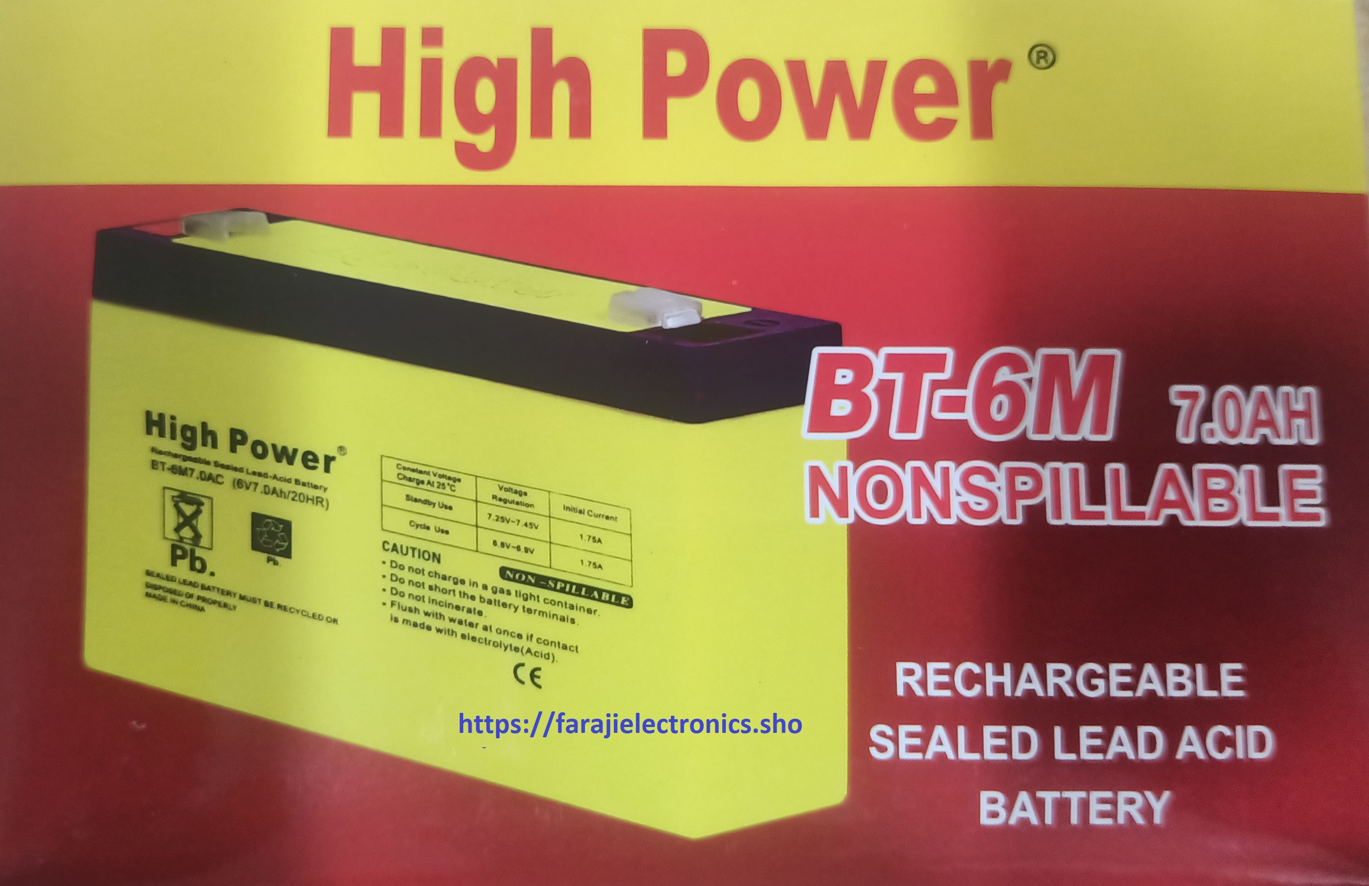 6V Heavy duty Rechargeable Battery 7.0 Ah