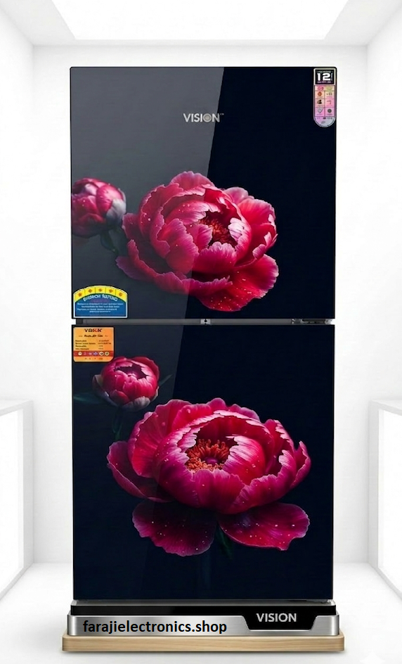 VISION Glass Door Refrigerator RE-150 Liter Cerise Peony FL